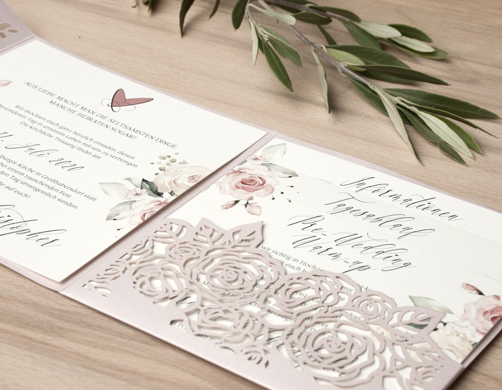 Einladungskarte Hochzeit Lasercut